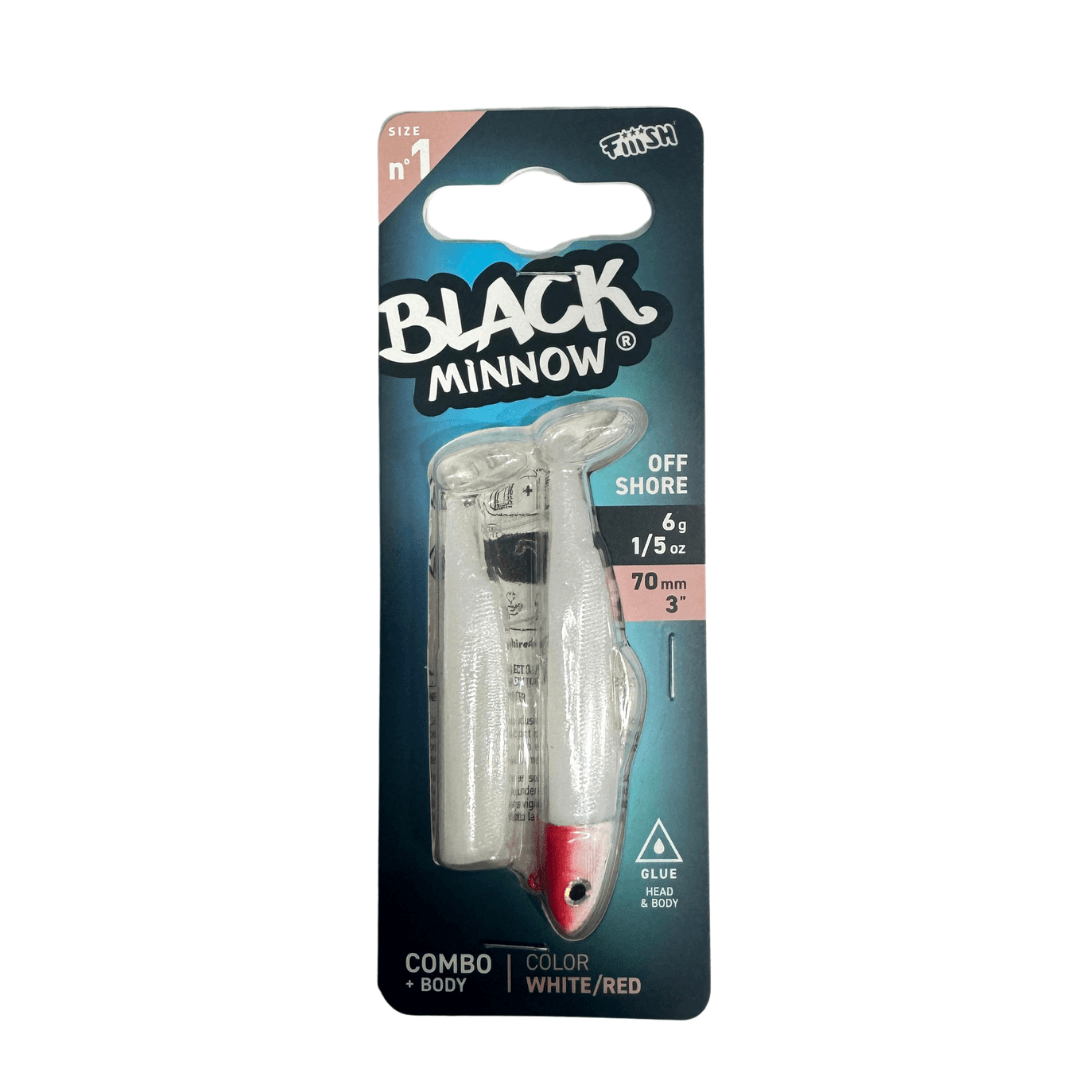 דמוי סיליקון 6 גרם - Combo Black Minnow - 1 - White/Red