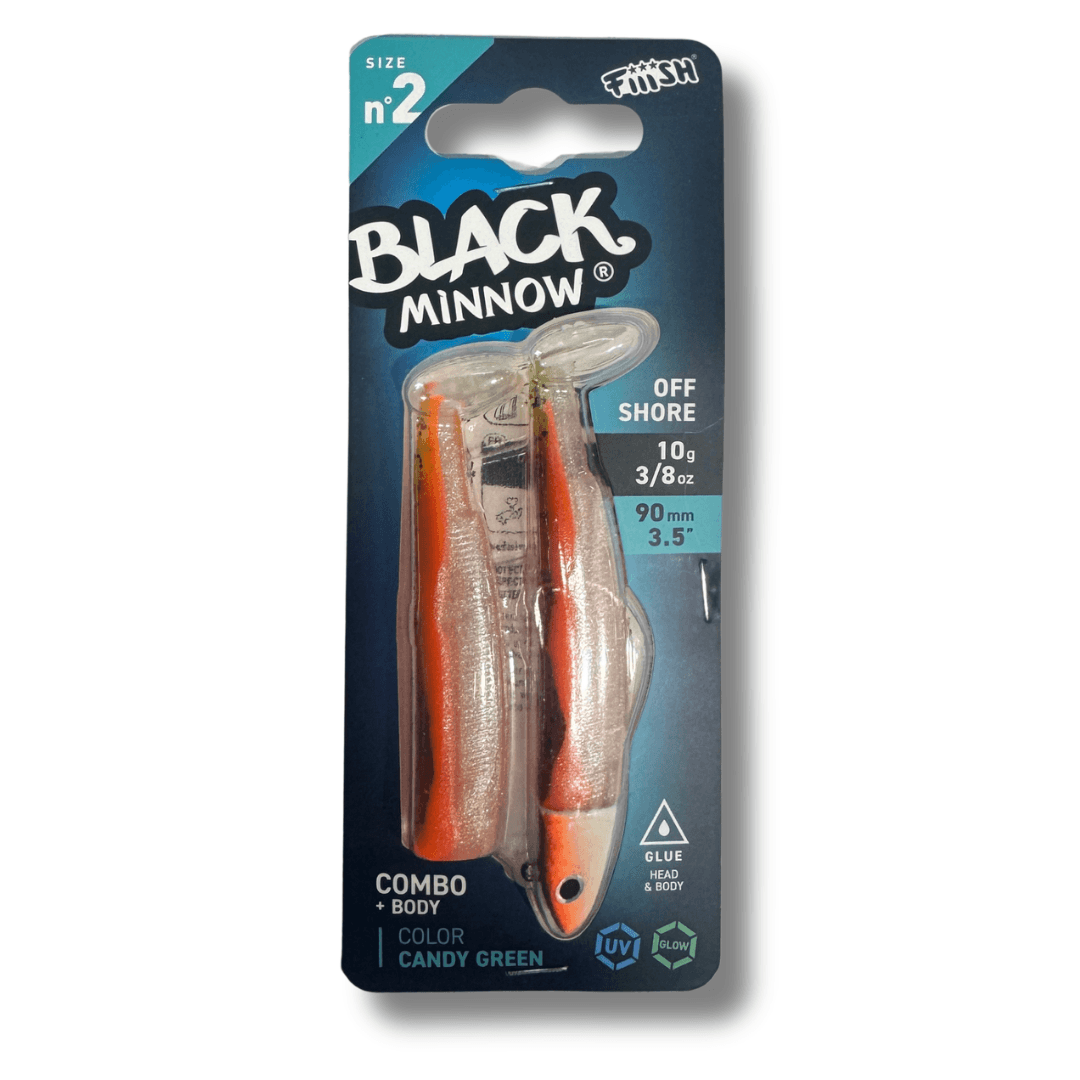 דמוי סיליקון 10 גרם Combo Black Minnow - 2 - Candy Green