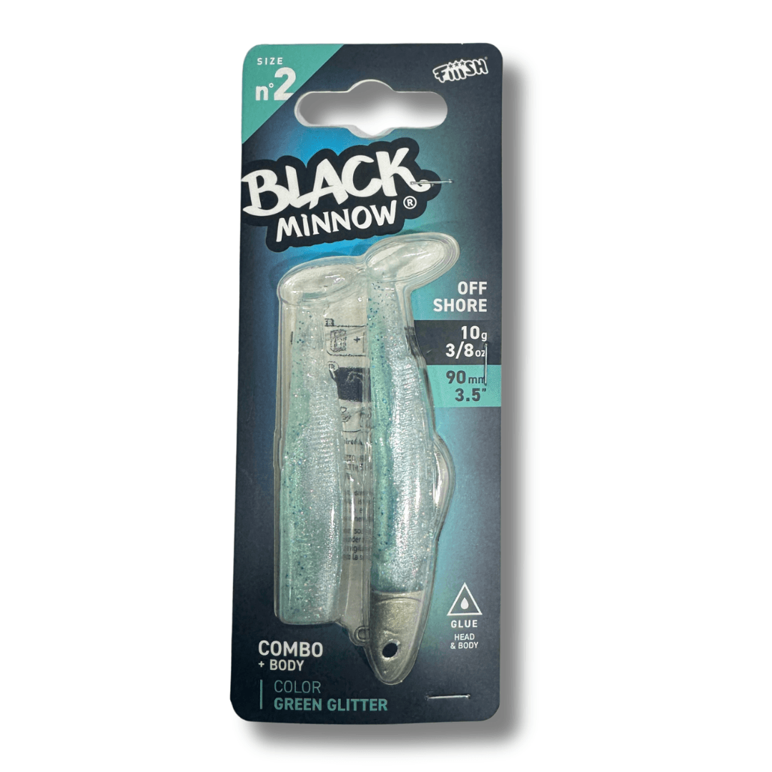 דמוי סיליקון 10 גרם Combo Black Minnow - 2 - Green Glitter