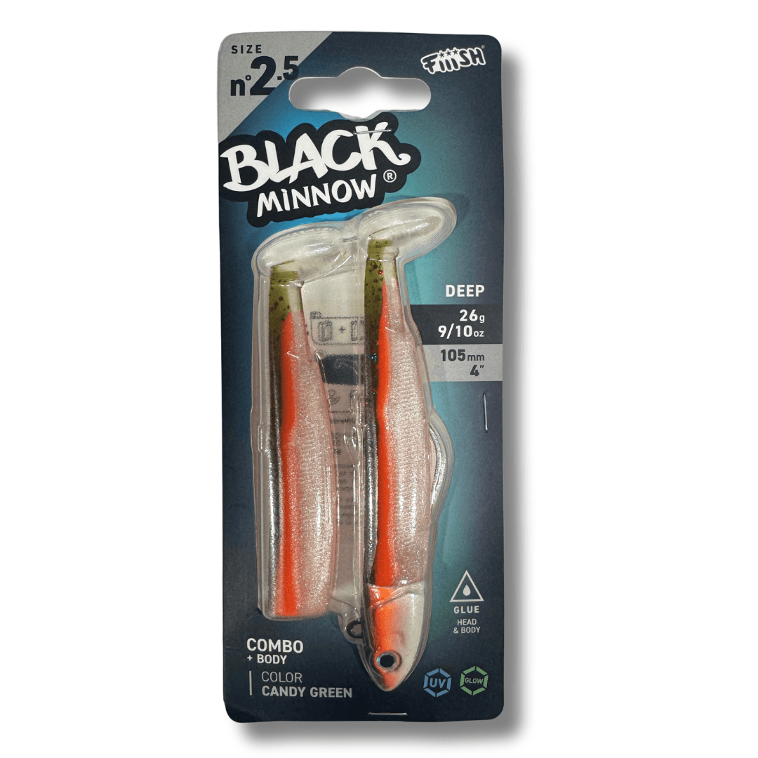 דמוי סיליקון 26 גרם Combo Black Minnow - 2.5 - Candy Green