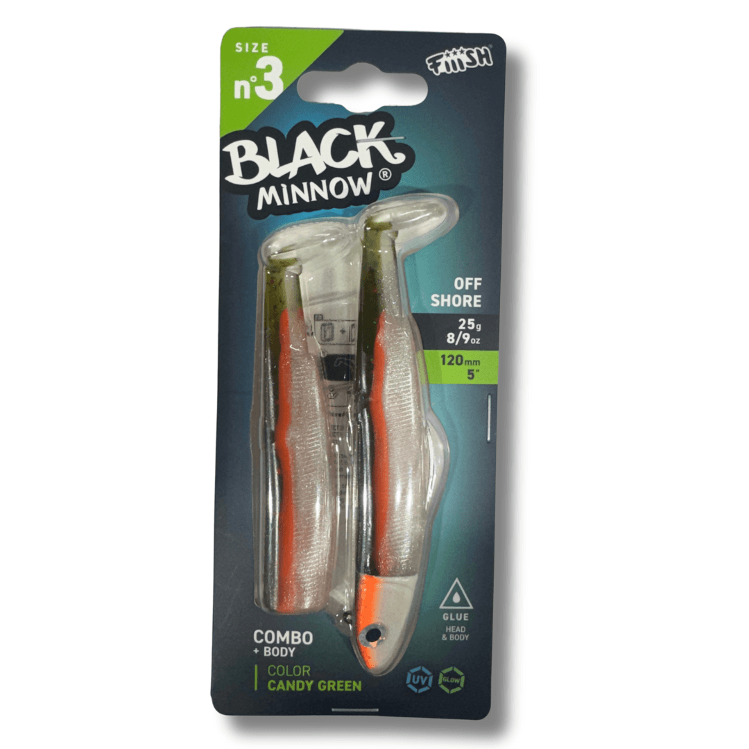 דמוי סיליקון 25 גרם Combo Black Minnow - 3 - Candy Green