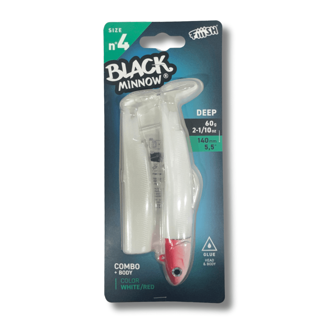 דמוי סיליקון 60 גרם Combo Black Minnow - 4 - White/Red