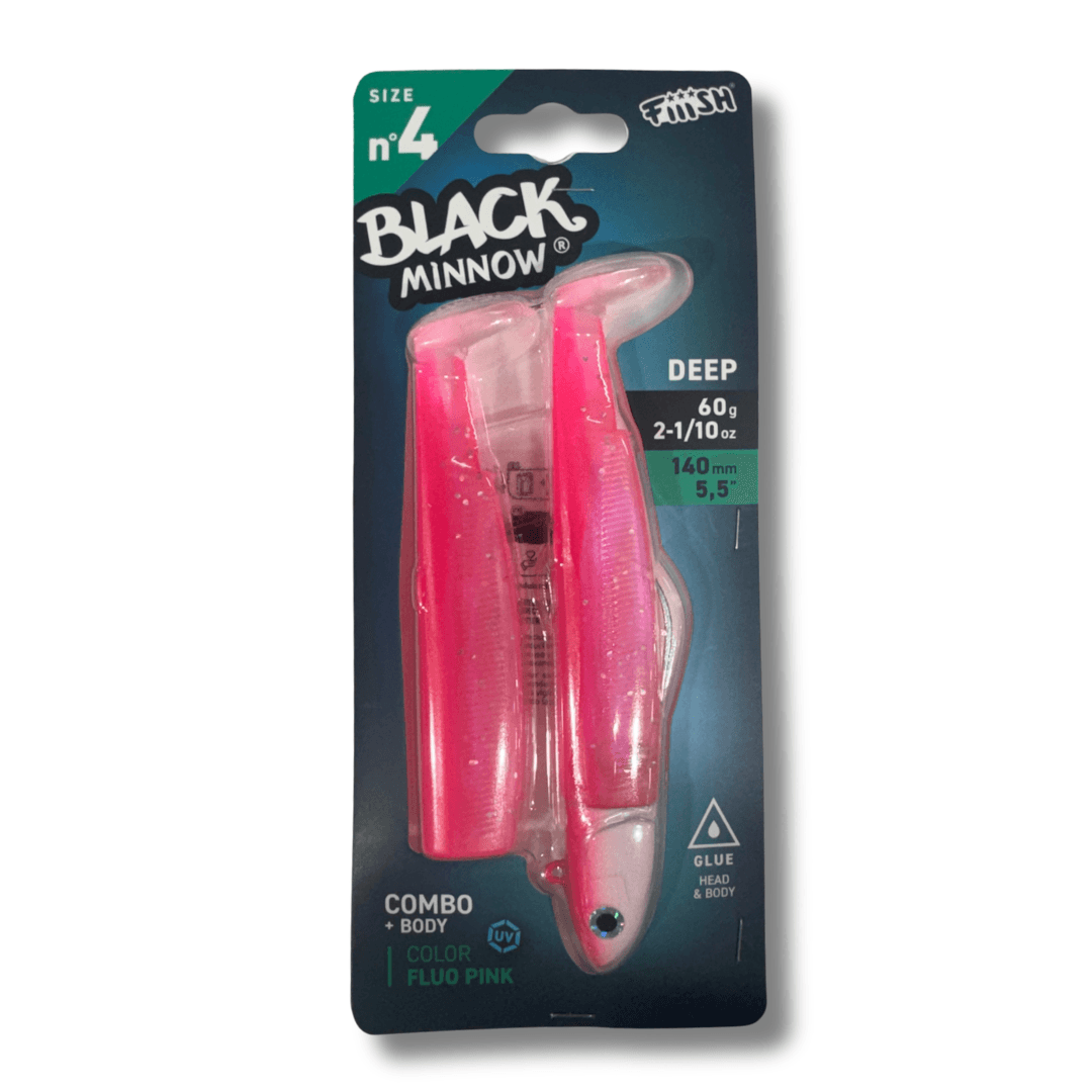 דמוי סיליקון 60 גרם Combo Black Minnow - 4 - Fluo Pink