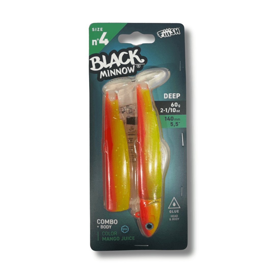 דמוי סיליקון 60 גרם Combo Black Minnow - 4 - Mango Juice