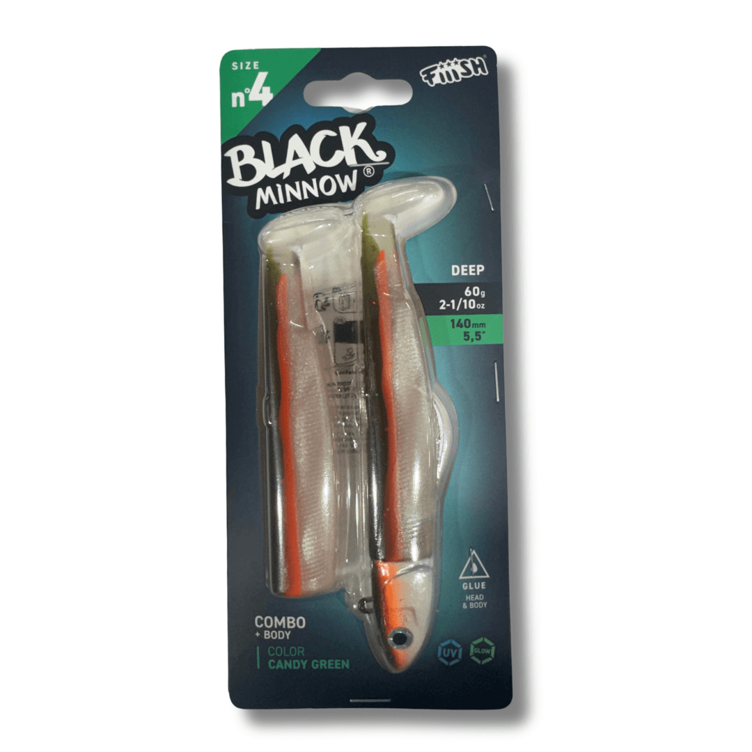 דמוי סיליקון 60 גרם Combo Black Minnow - 4 - Candy Green