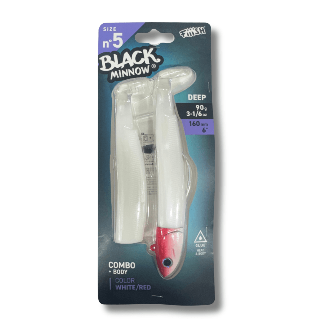 דמוי סיליקון 90 גרם Combo Black Minnow - 5 - White/Red