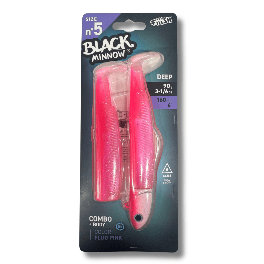 דמוי סיליקון 90 גרם Combo Black Minnow - 5 - Fluo Pink