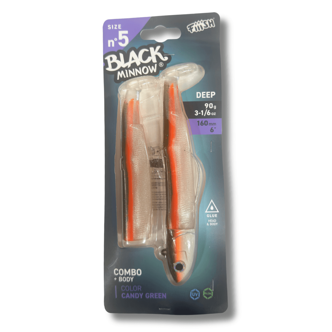 דמוי סיליקון 90 גרם Combo Black Minnow - 5 - Candy Green