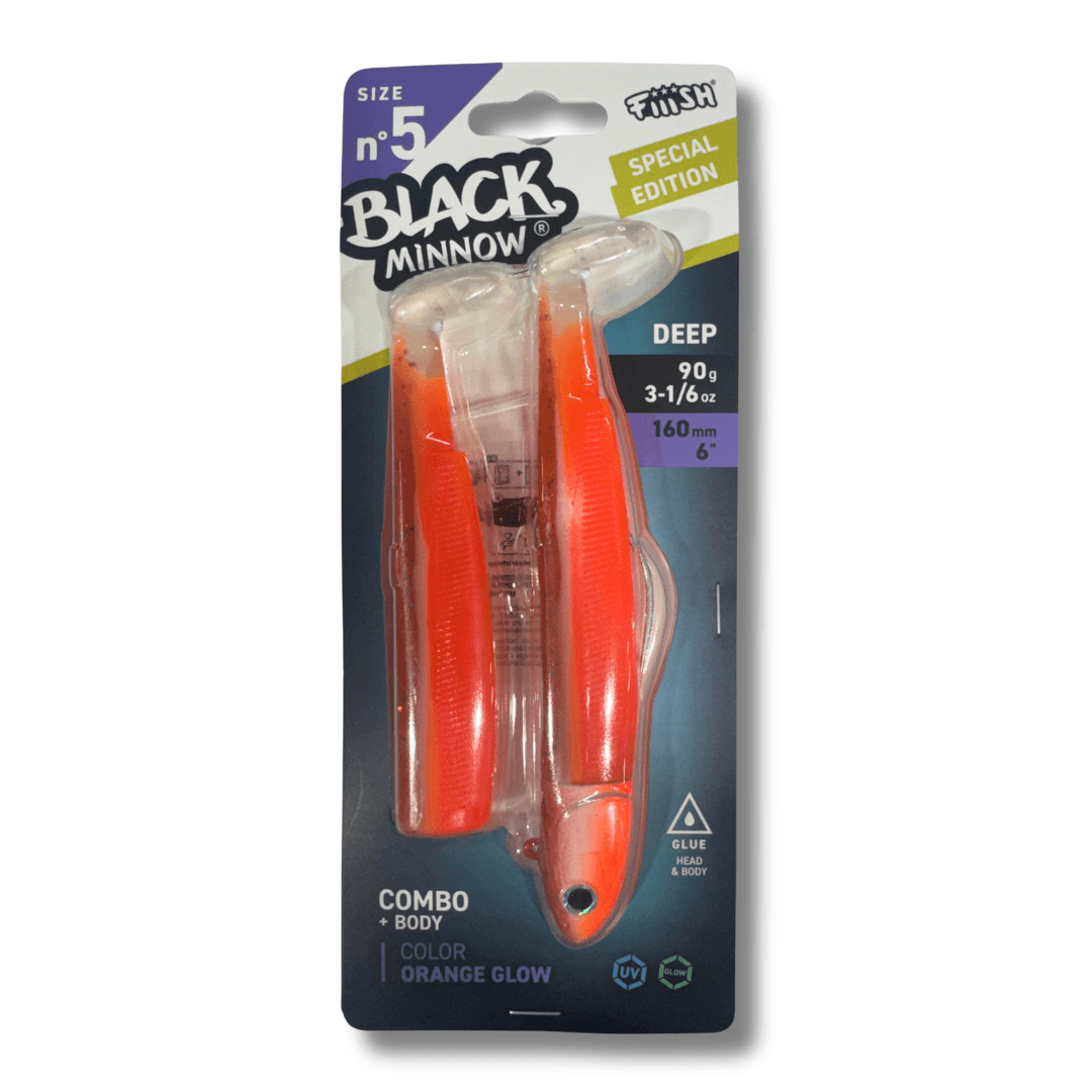 דמוי סיליקון 90 גרם Combo Black Minnow - 5 - Orange Glow